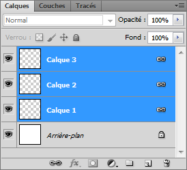 Lier les calques - Exemple dans fenêtre de calques