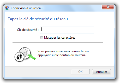 Taper la clé réseau