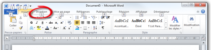 Des lettres correspondant aux raccourcis apparaissent dans la barre d'outils Accès rapide et dans le Ruban
