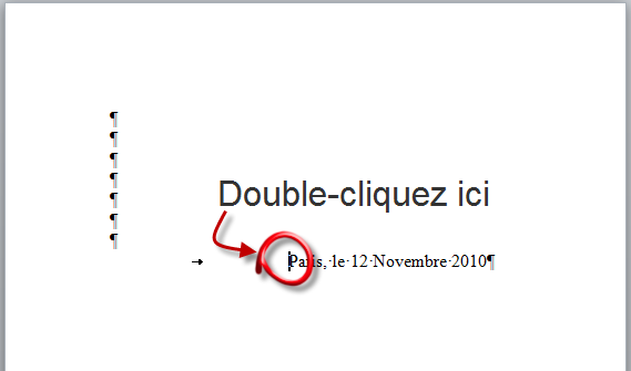 La fonctionnalité Cliquer-taper génère les sauts et tabulations nécessaires