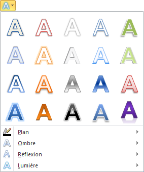 Les effets typographiques de l'icône Effets de texte