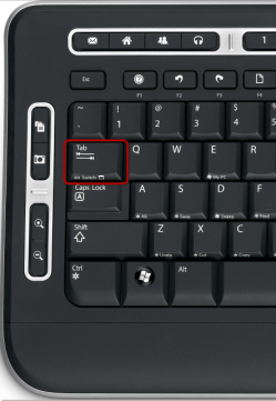 La touche Tab du clavier