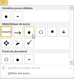 Choix d'une puce prédéfinie