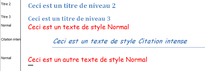 Tous les paragraphes de style Normal sont immédiatement affectés