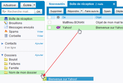 Drag & Drop de mail dans un dossier