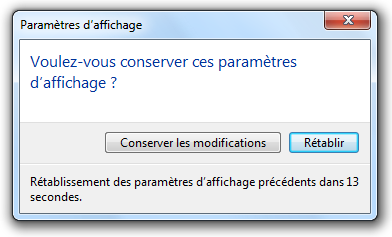 Résolution d'écran - confirmation