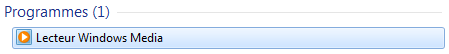 WMP dans le menu Démarrer
