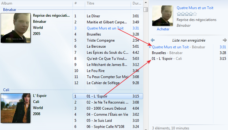 Liste de lecture courante multi-albums
