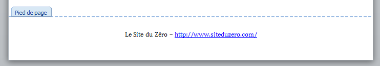 Le pied de page centré