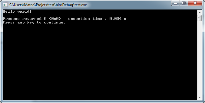 Premier programme en console