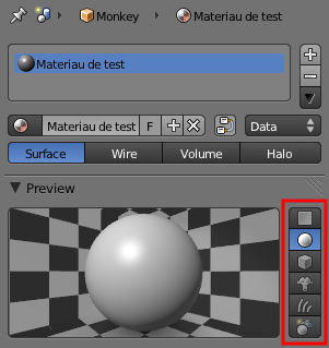 La fenêtre de prévisualisation permet d'avoir un aperçu du matériau
