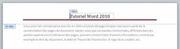 Ici, l'en-tête est actif