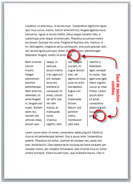 Un multicolonnage partiel