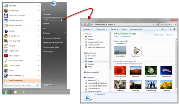 Accès au dossier Images