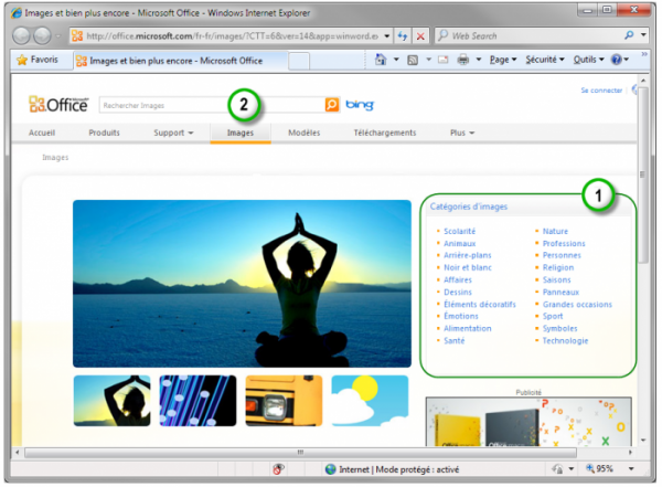 Recherche d'images sur Office.com