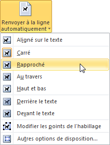 Choix d'une autre disposition pour le texte
