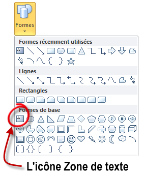 Cette forme permet d'insérer des éléments textuels flottants