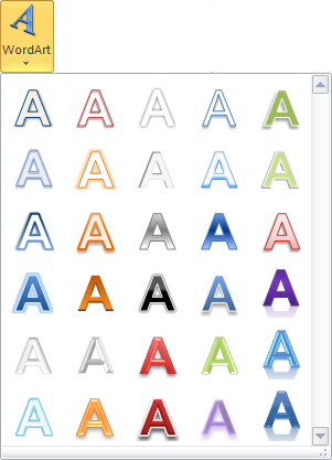 Cette icône permet d'insérer un effet WordArt dans le document