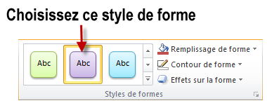 Choix d'un style de forme