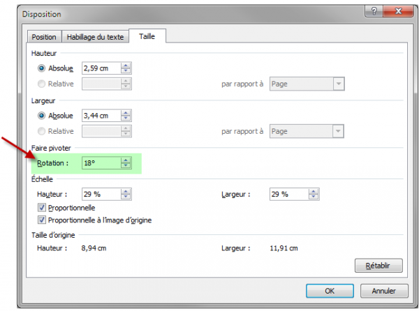 Définition précise de la rotation