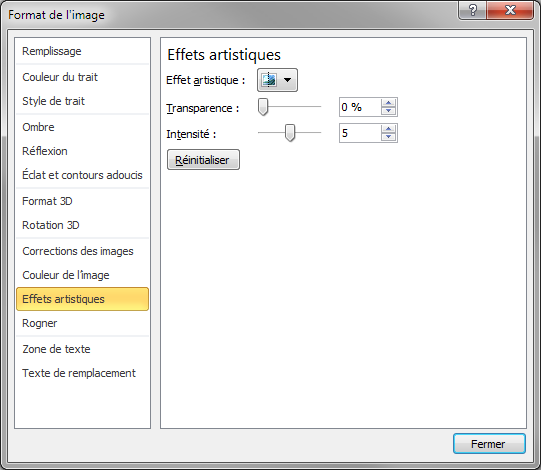 Personnalisation des effets artistiques