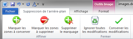 L'onglet Suppression de l'arrière-plan