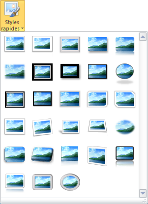 Plusieurs styles prédéfinis sont disponibles sous l'icône Styles rapides