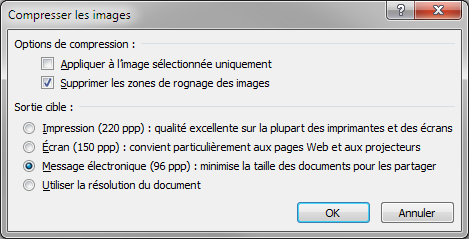 Compression des images incluses dans un document