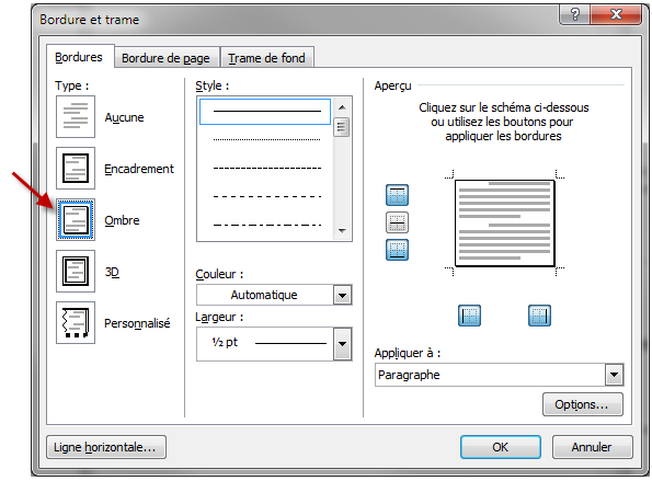 Définition de la bordure