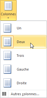 La section comportera deux colonnes