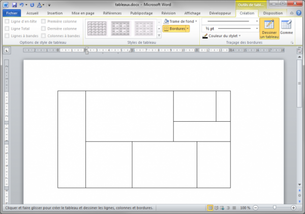 Ce type de tableau ne peut être défini qu'à main levée