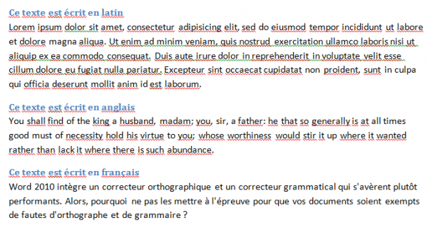 De très nombreuses erreurs sont détectées par Word