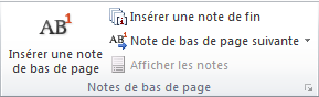 Le groupe Notes de bas de page
