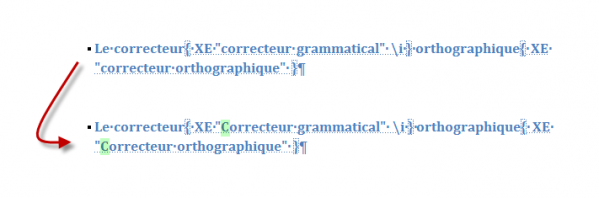 Les entrées d'index peuvent être modifiées
