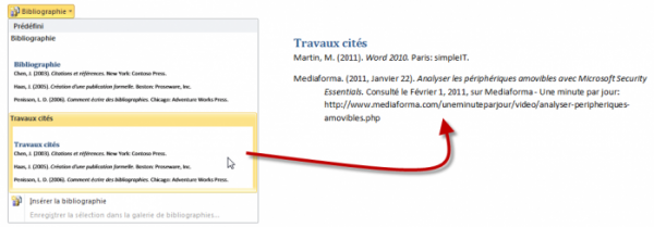La bibliographie est insérée dans le document