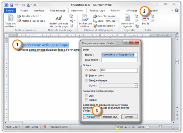 Insertion d'une entrée dans l'index