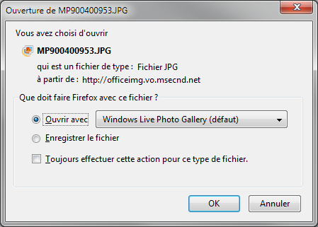 Quelle application allez-vous utiliser pour ouvrir l'image ?