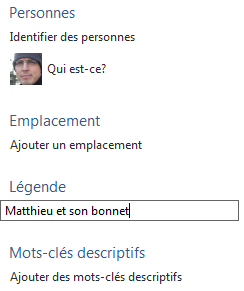 Modification légende d'une photo
