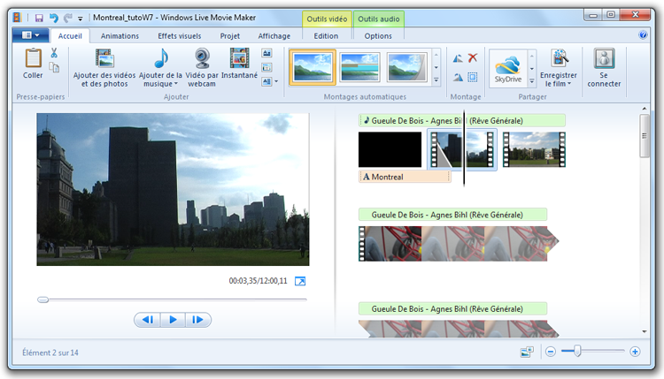 Interface Movie Maker