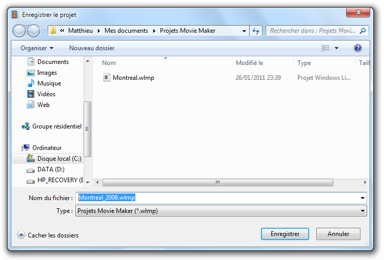 Donner un nom au projet