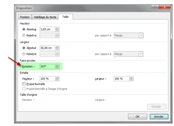 Modification précise de la rotation