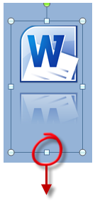 L'icône de Word et son reflet