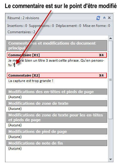 Le volet Vérifications
