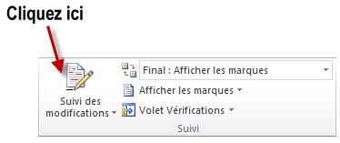 Activation du suivi des modifications