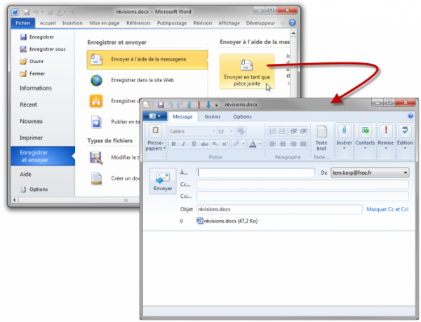 Envoi d'un document avec la messagerie