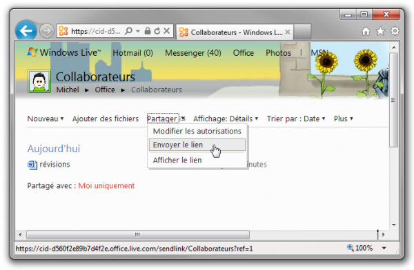 Cette commande demande l'envoi d'un lien vers le document aux correcteurs