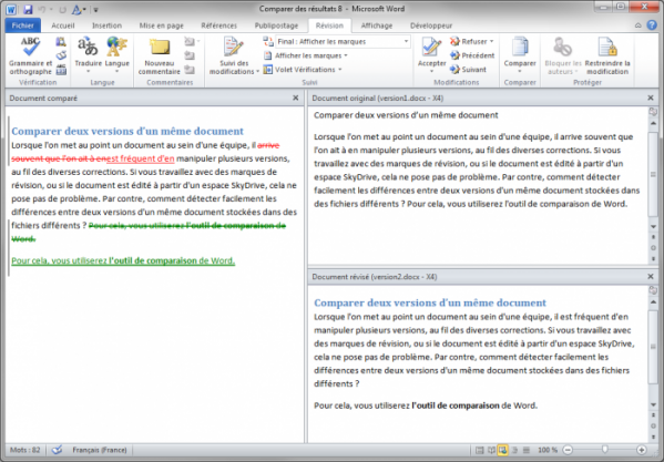 Comparaison des deux documents