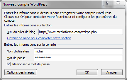 Informations de connexion