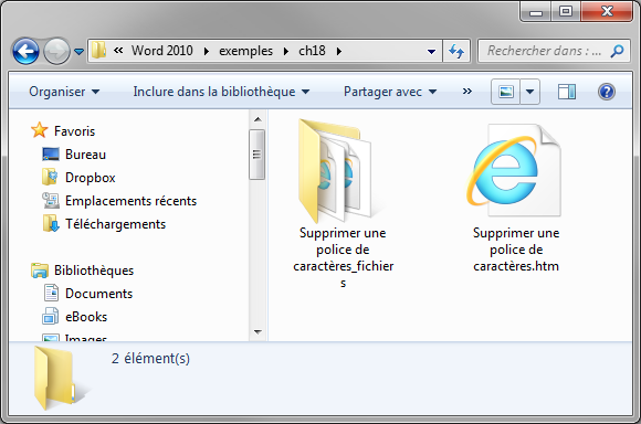 Plusieurs fichiers et dossiers ont été créés