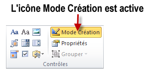 Selon sa couleur, cette icône indique si le mode création est activé ou désactivé